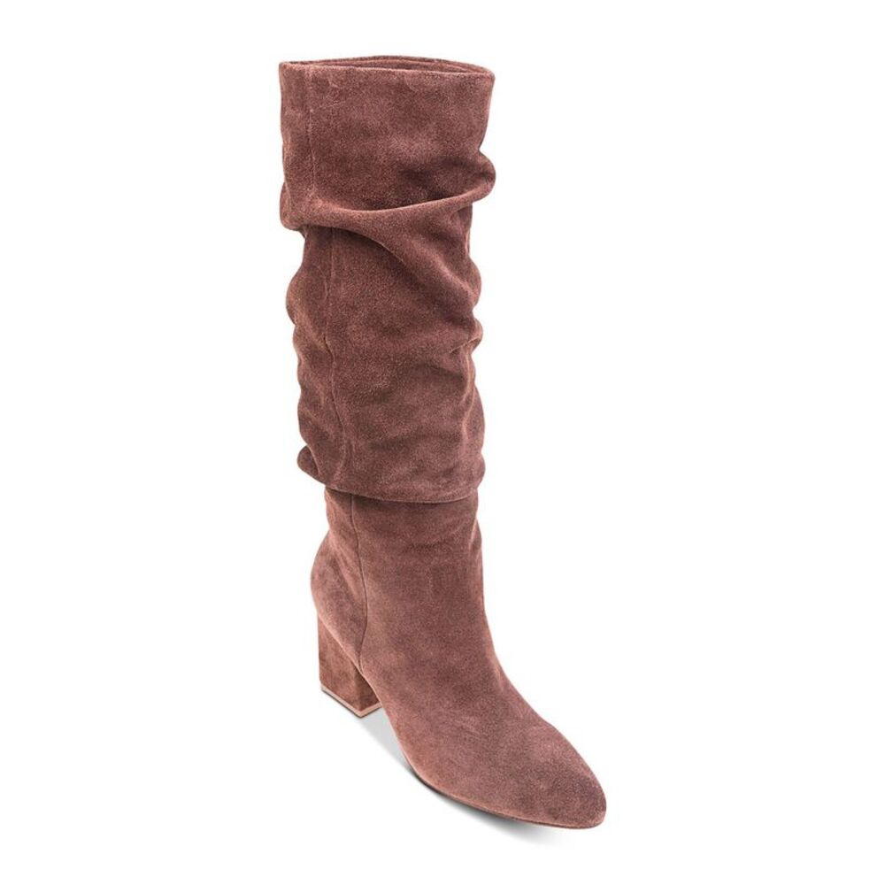 SPLENDID Womens Mahogany Brown Phoenix Almond Block Heel Leather Slouch Boot 8